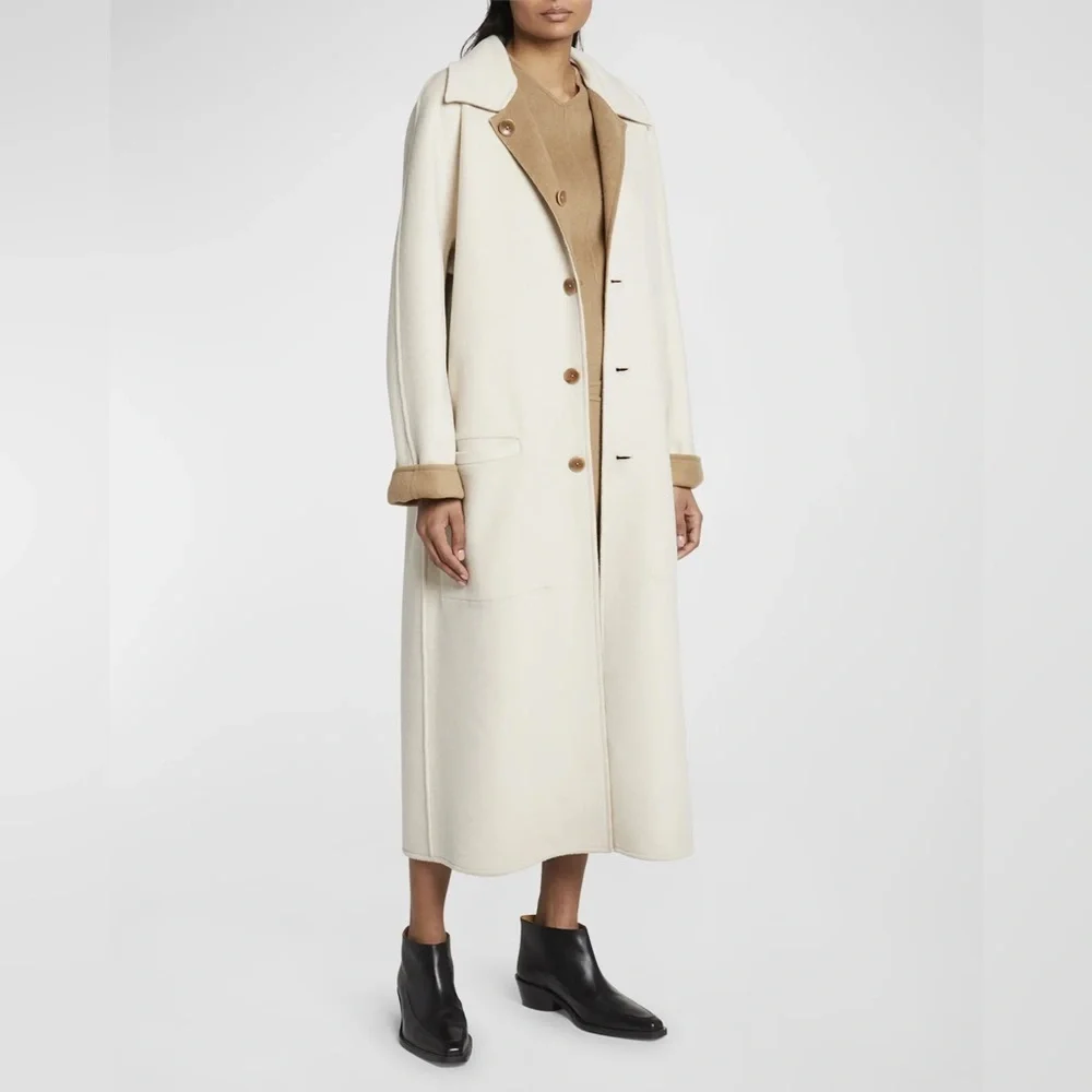 NWT Proenza Schouler White Label Reversible Double Face Coat Wool Tan Ivory Sz M - Picture 4 of 16